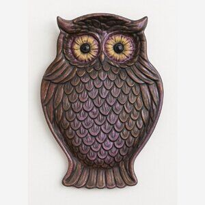 Vintage-Style Owl Wall Plaque Dish Copper Metallic 12.5” Decorative Art Accent